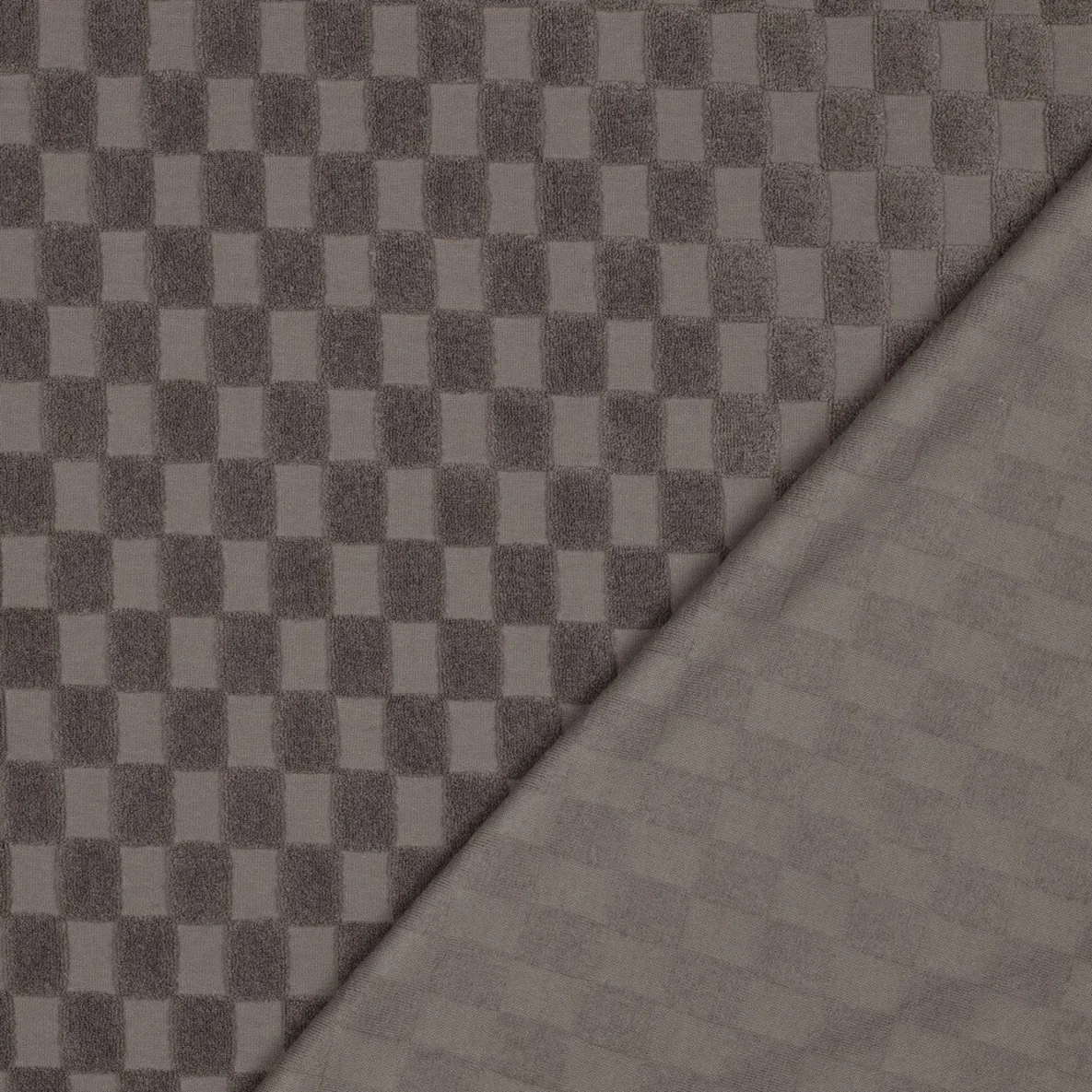 Frottee Jersey Ton-in-Ton Karo Taupe