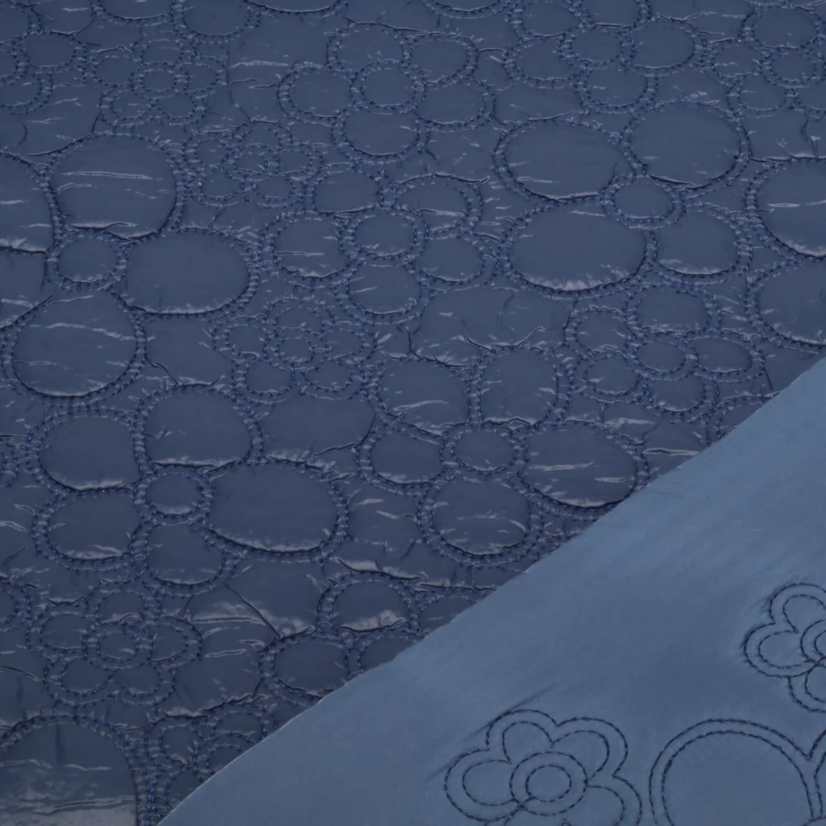 Gesteppter Jackenstoff Blumen Blau