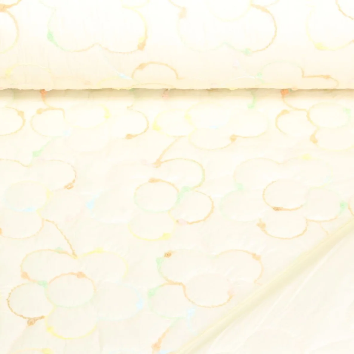 Gesteppter Jackenstoff Blumen Gesteppt Ecru