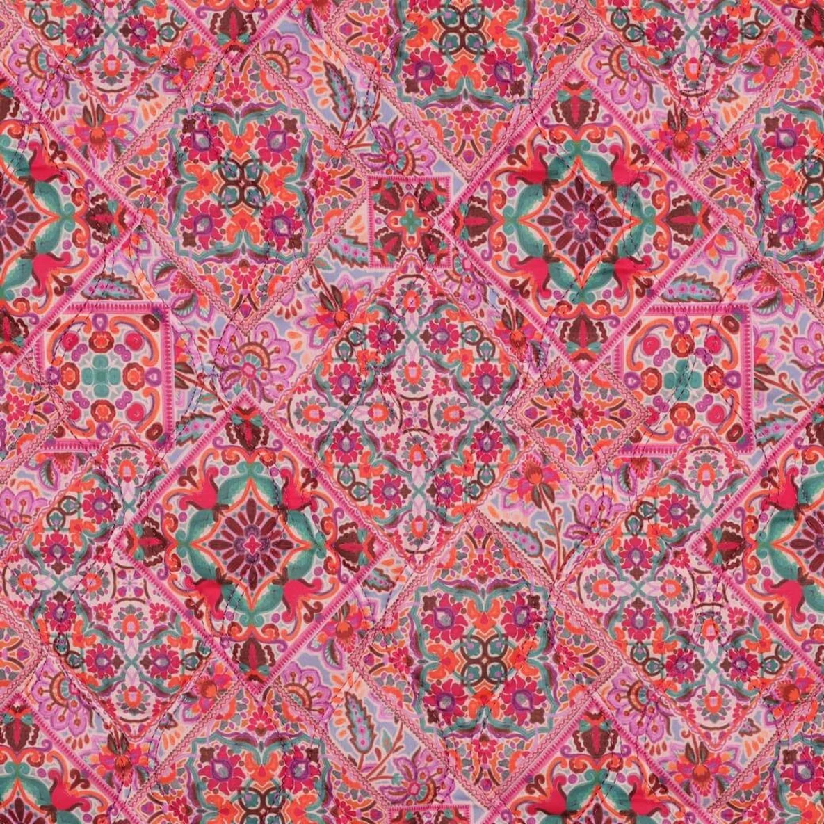 Gesteppter Jackenstoff Digital Patchwork Rosa