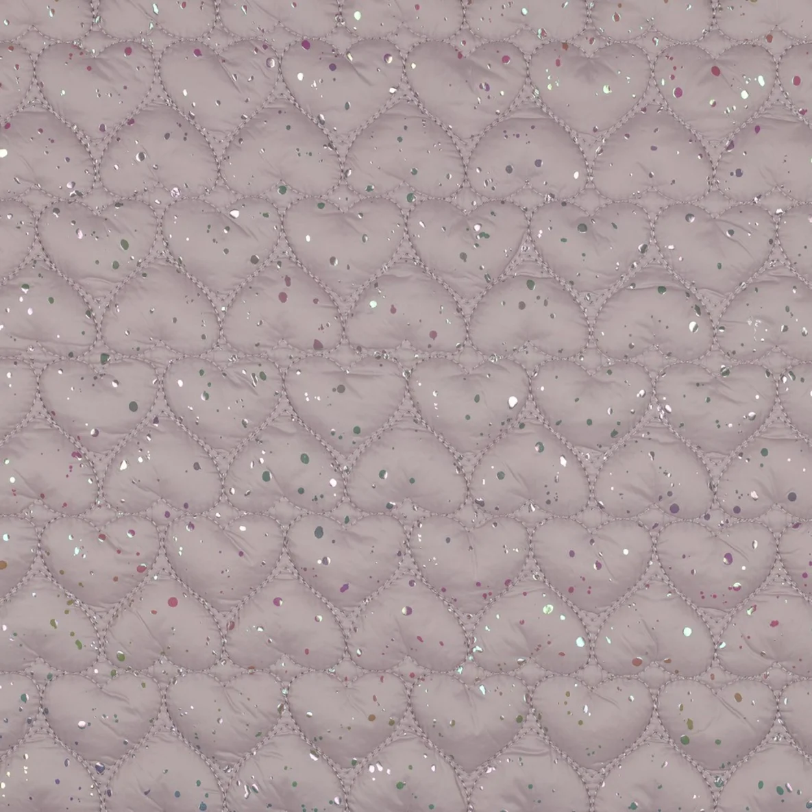 Gesteppter Jackenstoff Folienherzen Rosa