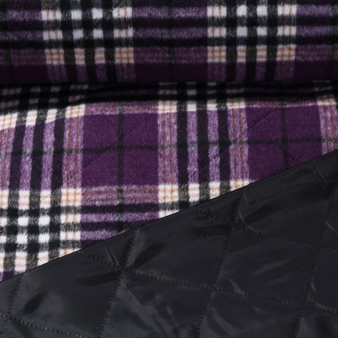 Gesteppter Jackenstoff Jacquard Karo Violett