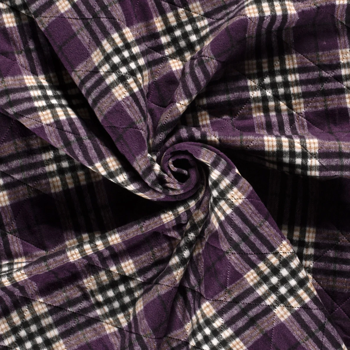 Gesteppter Jackenstoff Jacquard Karo Violett