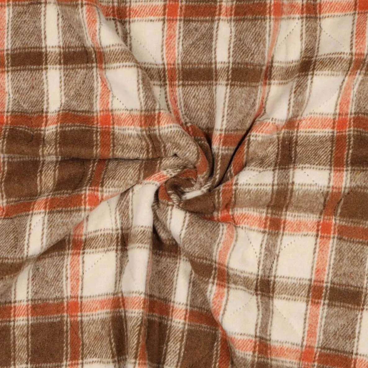 Gesteppter Jackenstoff Karo Braun Wattiert