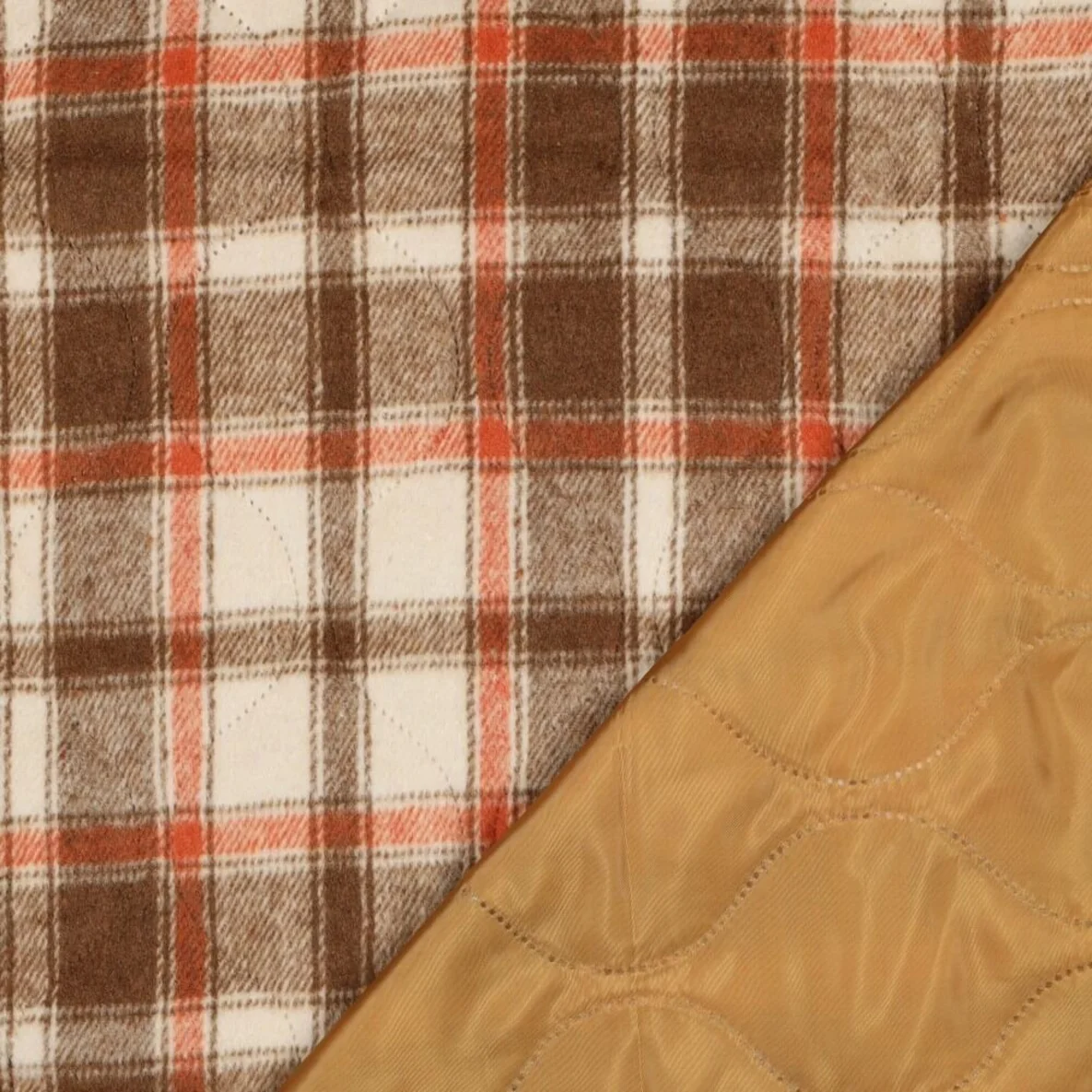 Gesteppter Jackenstoff Karo Braun Wattiert