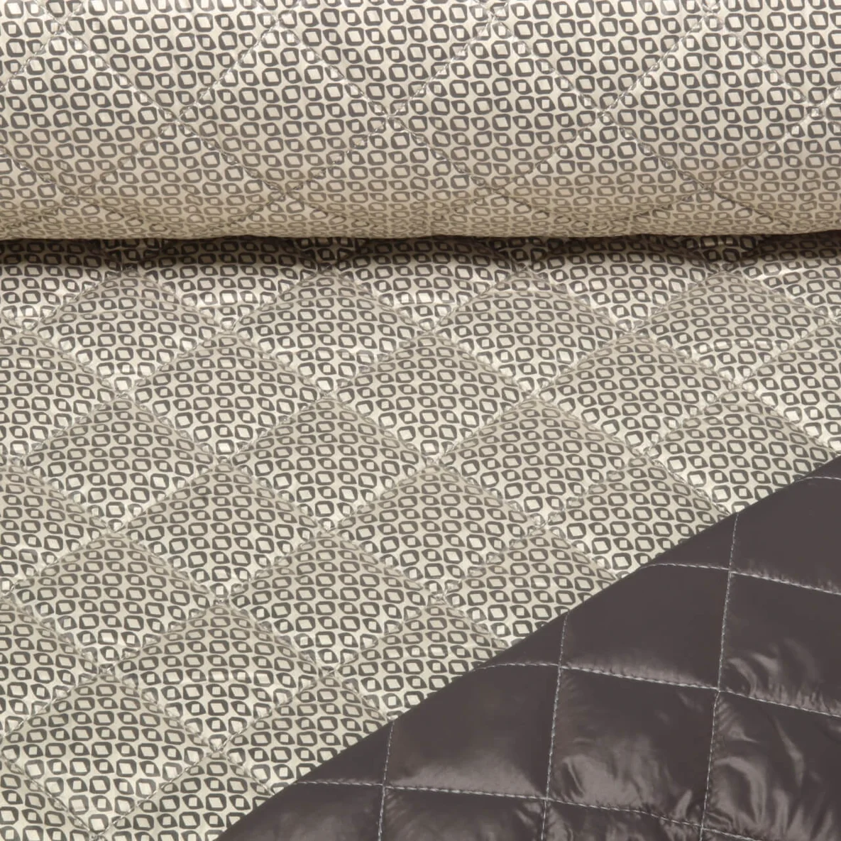 Gesteppter Jackenstoff Quilt Quadrate Grau