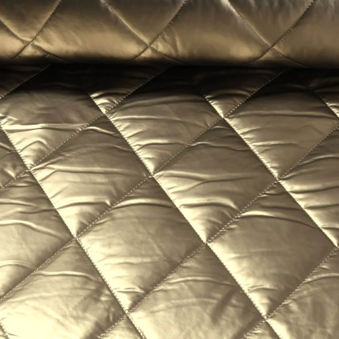 Gesteppter Jackenstoff Rauten Gold Metallic