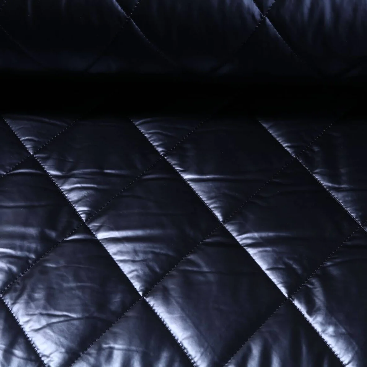 Gesteppter Jackenstoff Rauten Navy Metallic