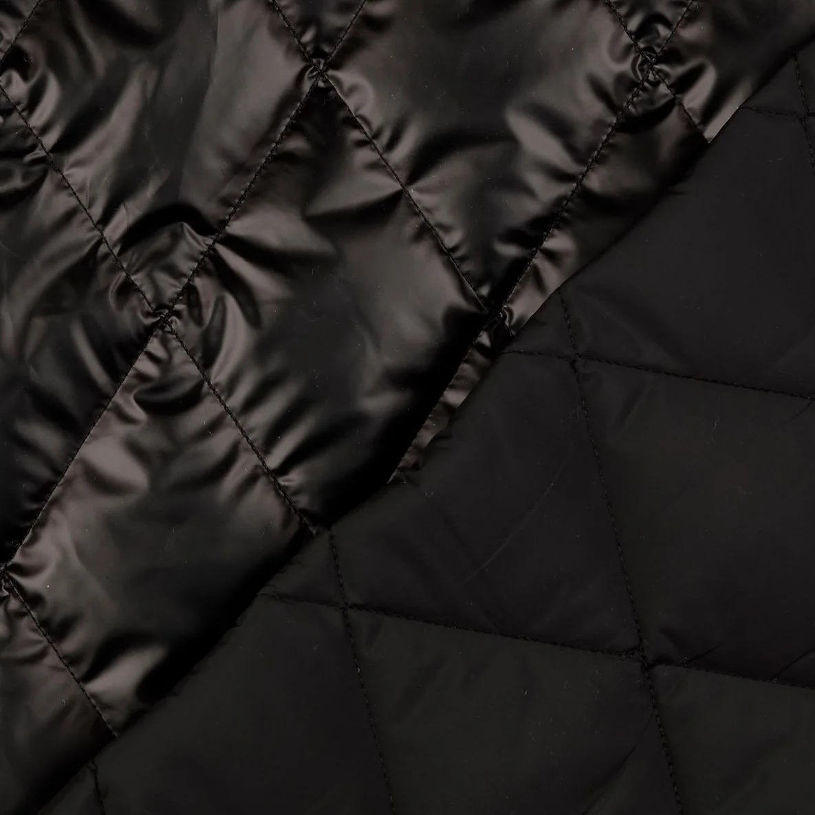 Gesteppter Jackenstoff Rauten Schwarz Metallic