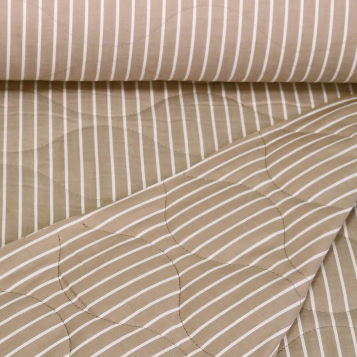 Gesteppter Jackenstoff Sommerstepp Doubleface Streifen Sand