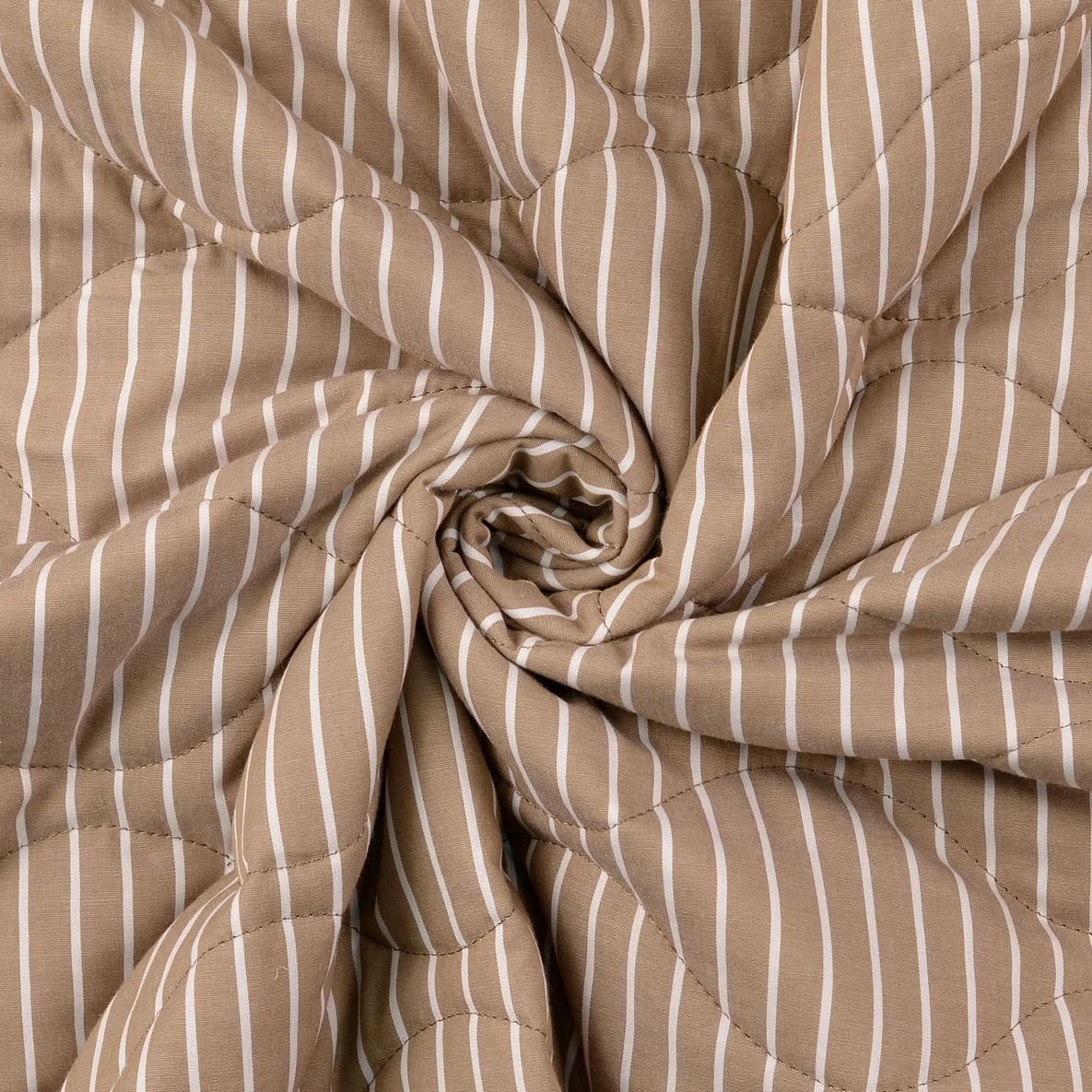 Gesteppter Jackenstoff Sommerstepp Doubleface Streifen Sand