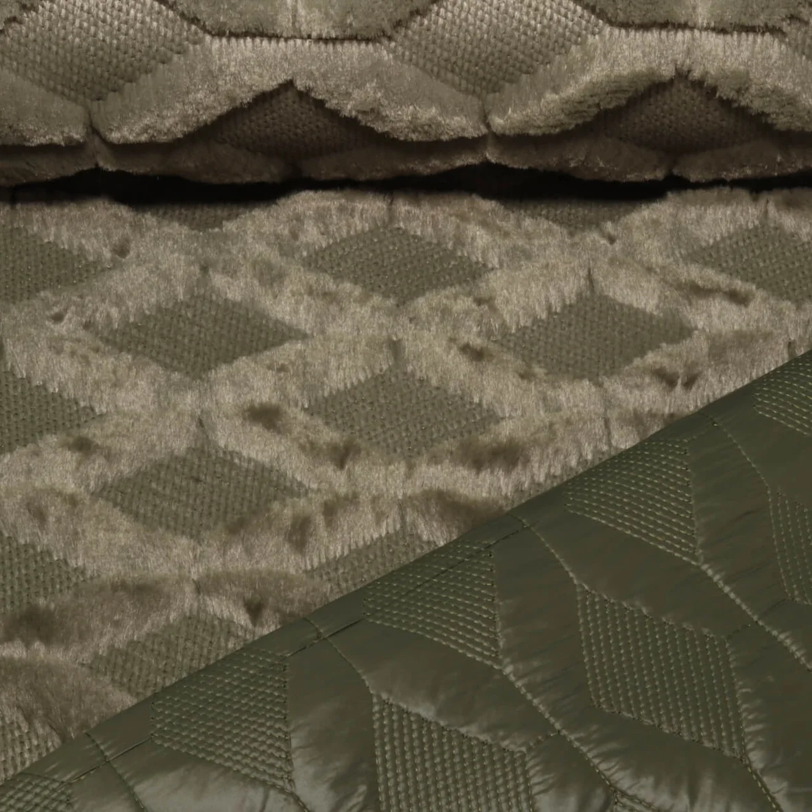 Gesteppter Jackenstoff Teddy Quilt Khaki