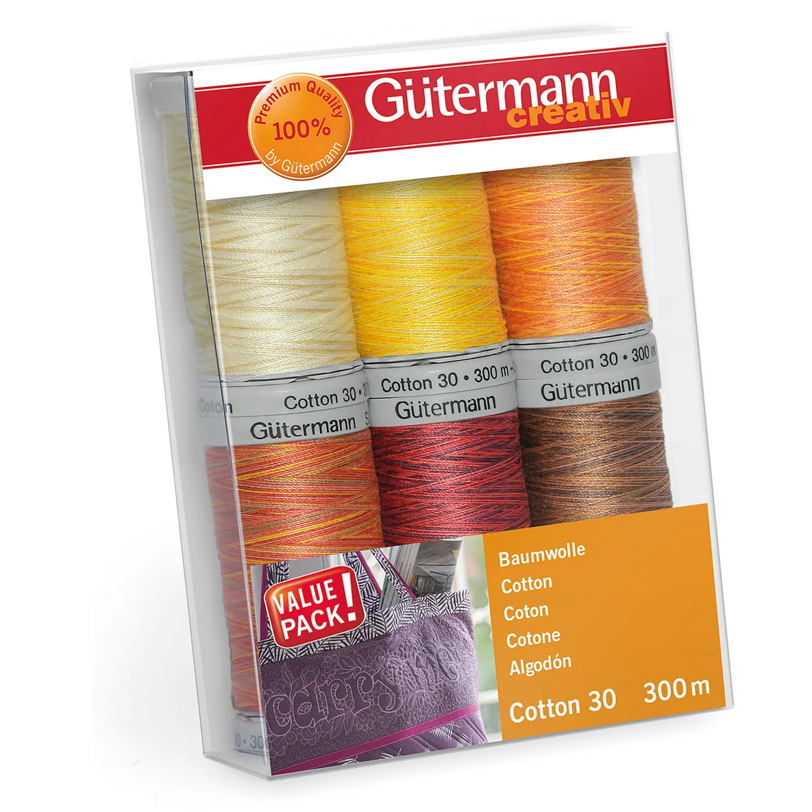 Gütermann Cotton-Set Gelb-Rot 6x300m