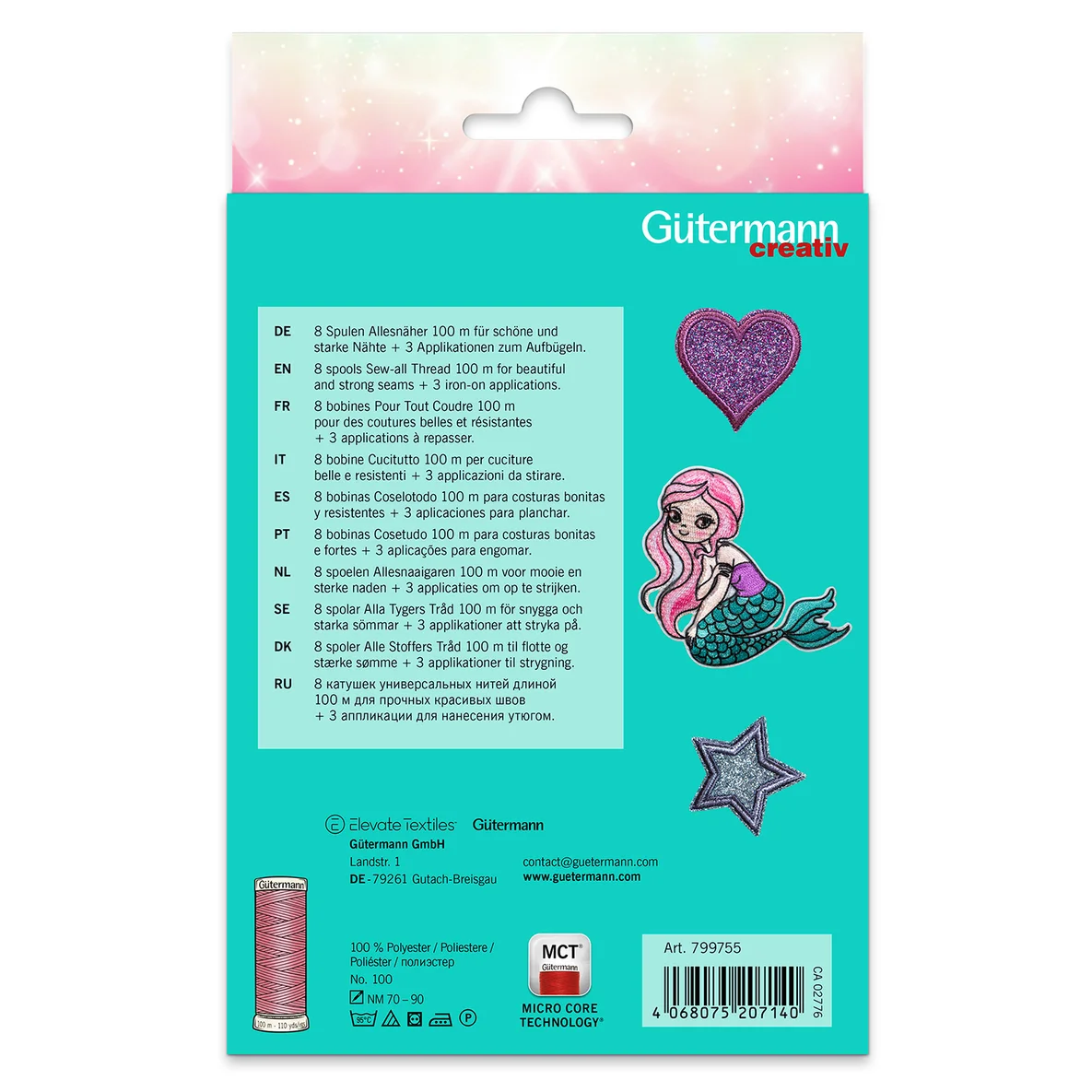 Gütermann Set Sewing Friends Collection 8x100m mit 3 Applikationen