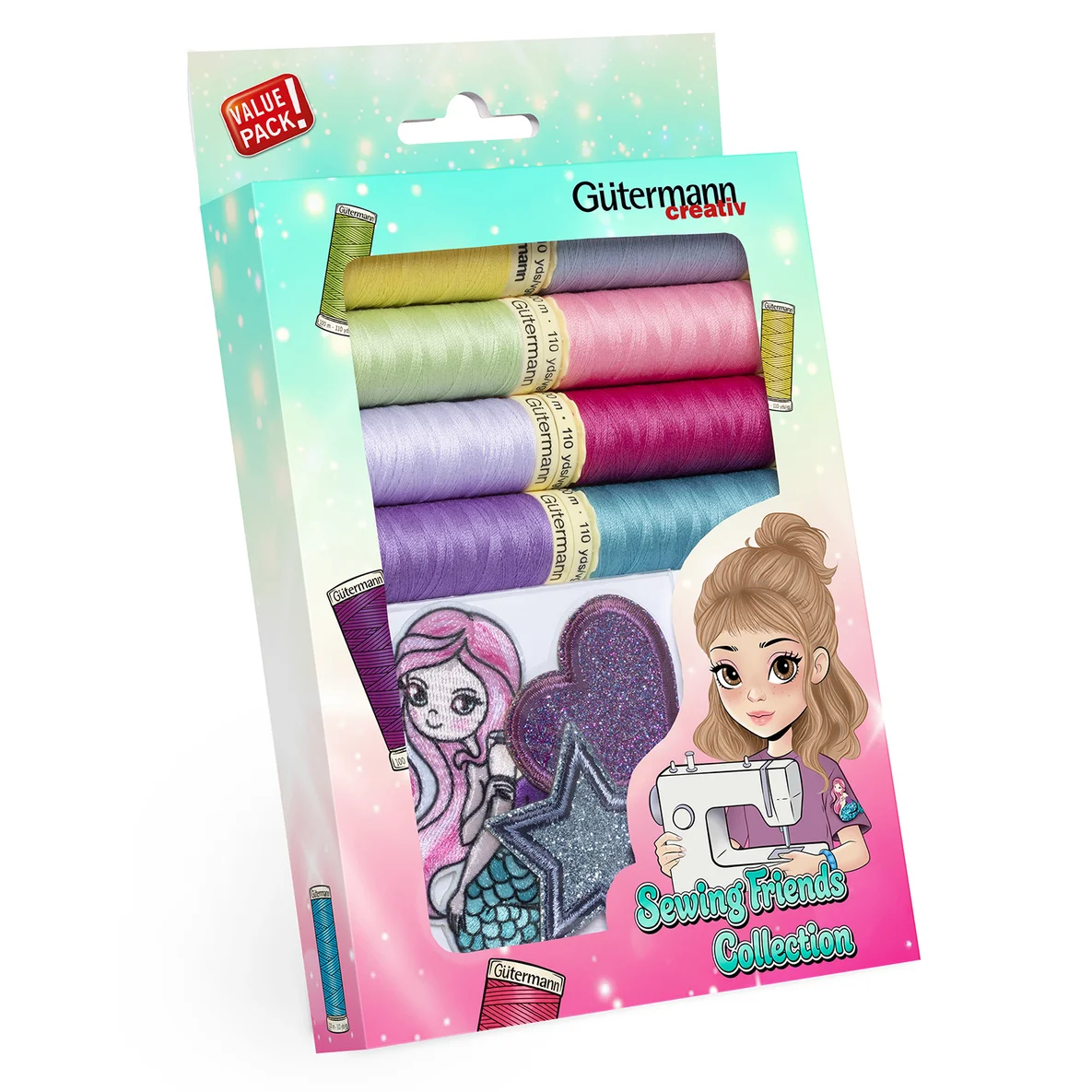 Gütermann Set Sewing Friends Collection 8x100m mit 3 Applikationen