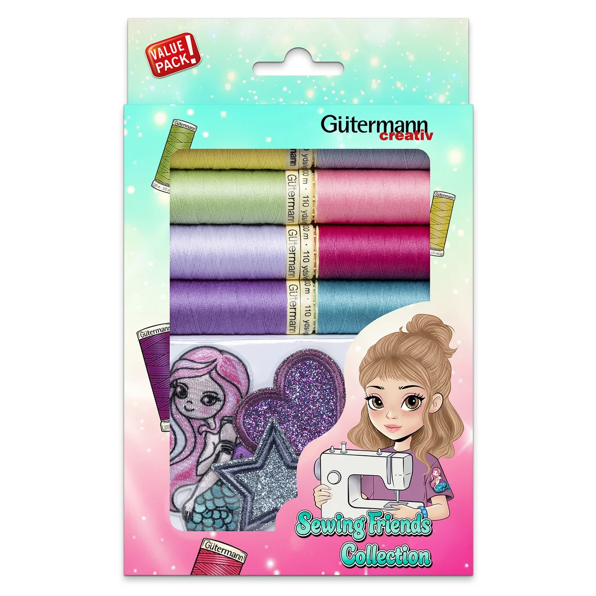 Gütermann Set Sewing Friends Collection 8x100m mit 3 Applikationen
