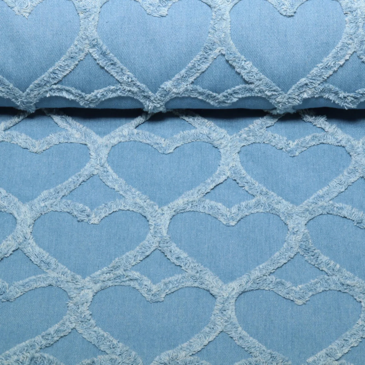 Hosenjeans Fransen Herzen Hellblau