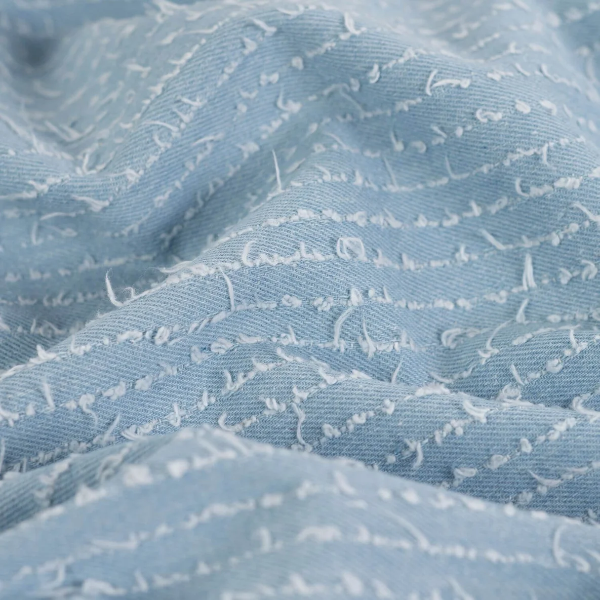 Hosenjeans Fransen Streifen Hellblau