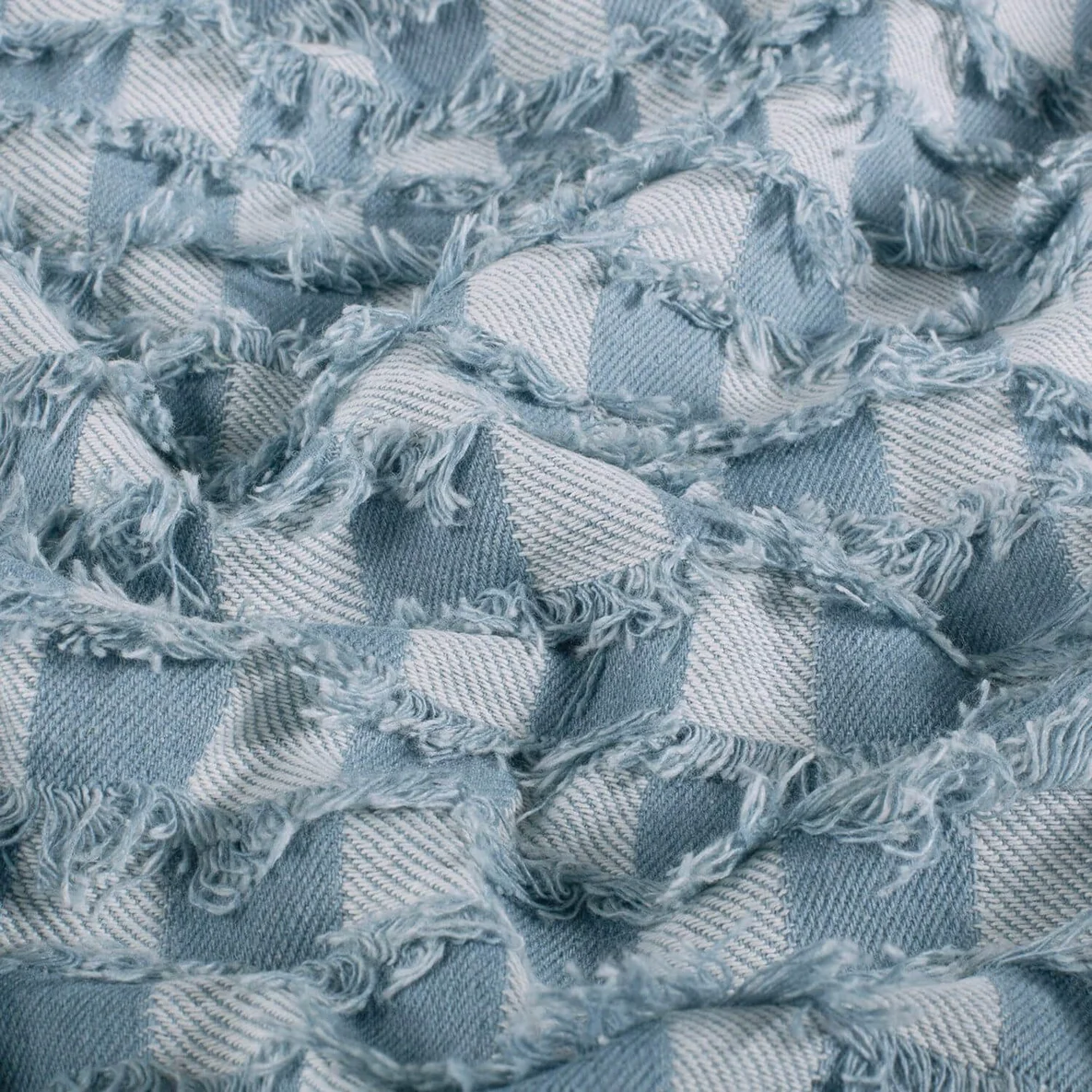 Hosenjeans Jacquard Karo Used Look Hellblau