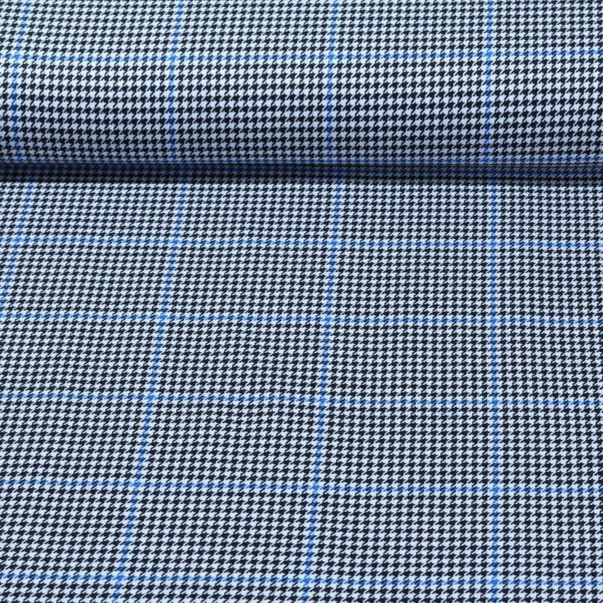 Hosenstoff Hahnentritt Karo Schwarz Blau