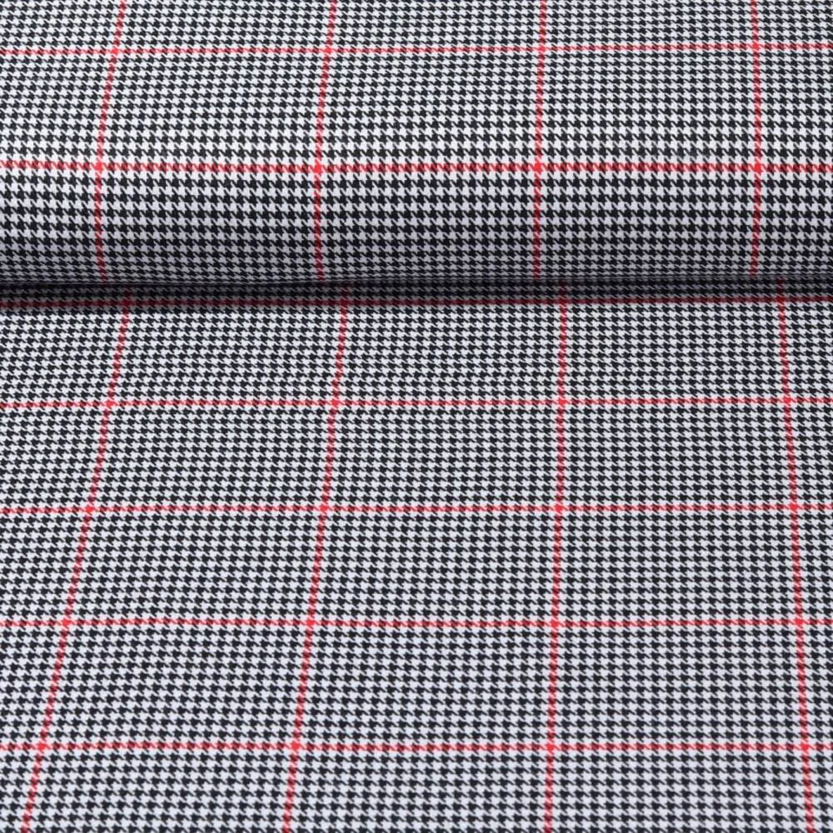 Hosenstoff Hahnentritt Karo Schwarz Rot