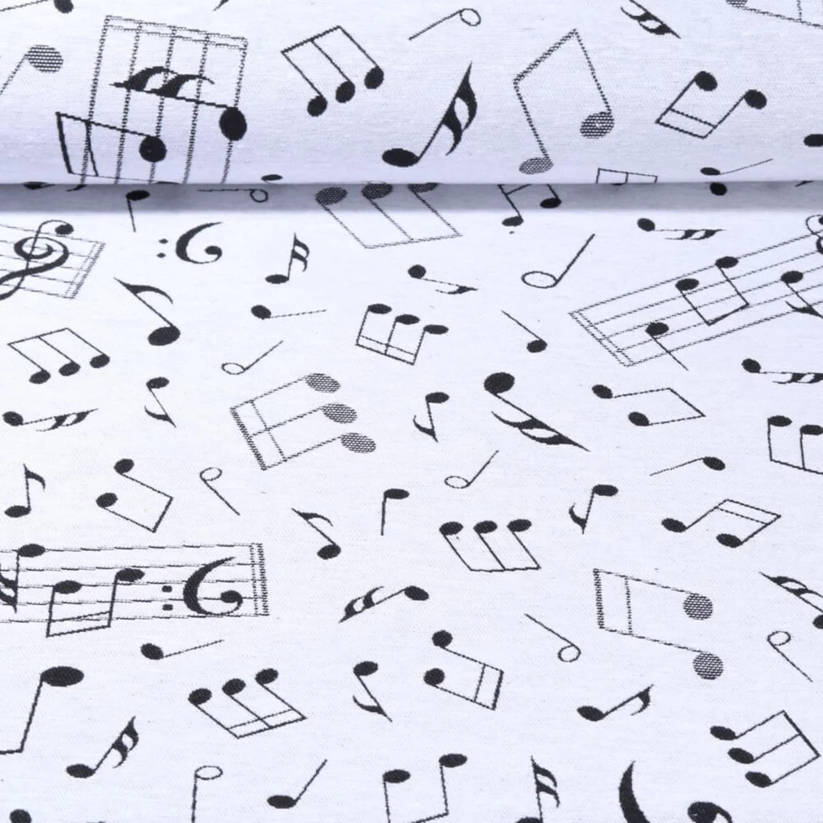Jacquard Canvas Black & White Doubleface Musiknoten