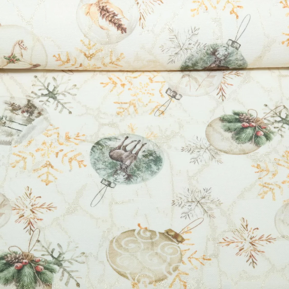 Jacquard-Canvas Christbaumkugeln Beige