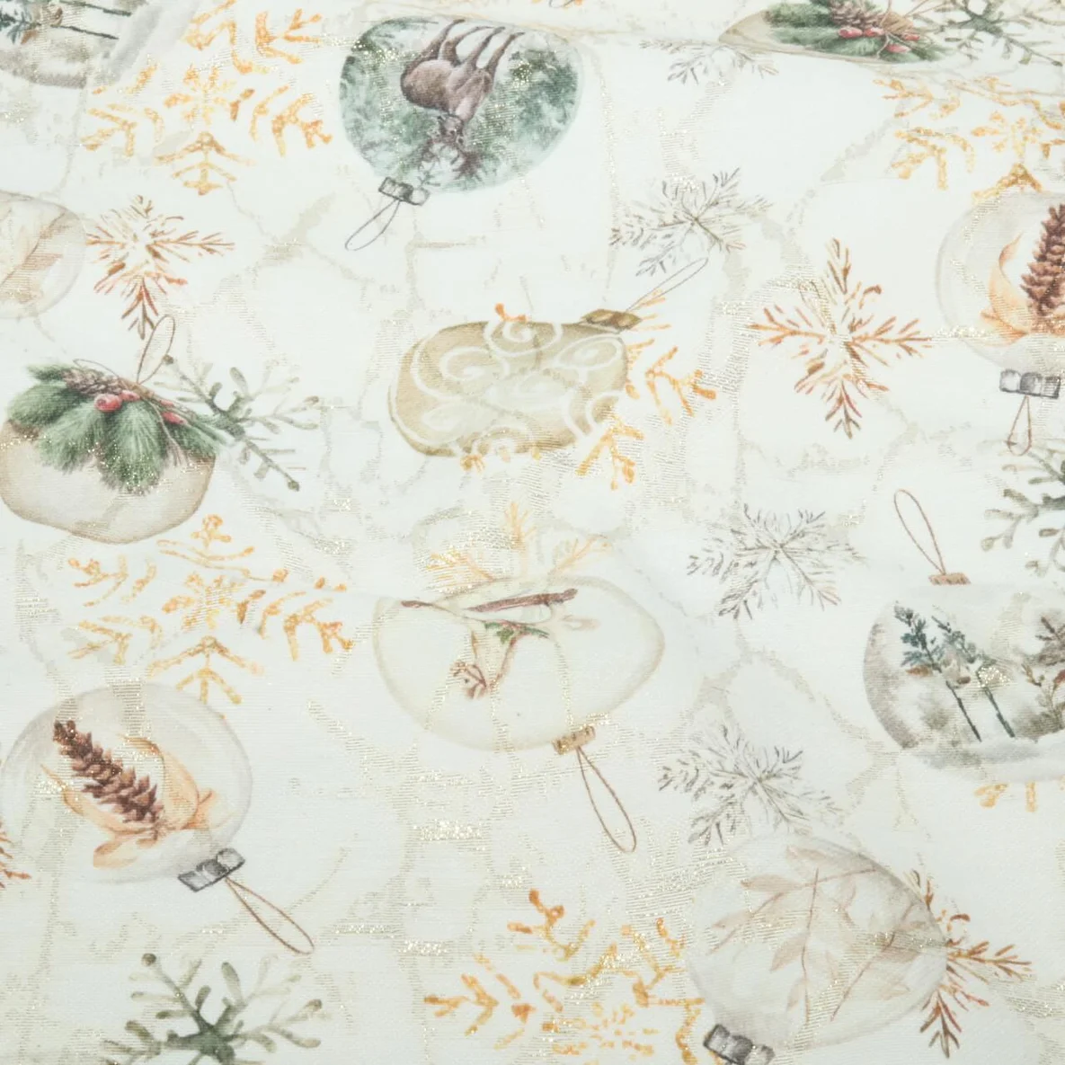 Jacquard-Canvas Christbaumkugeln Beige
