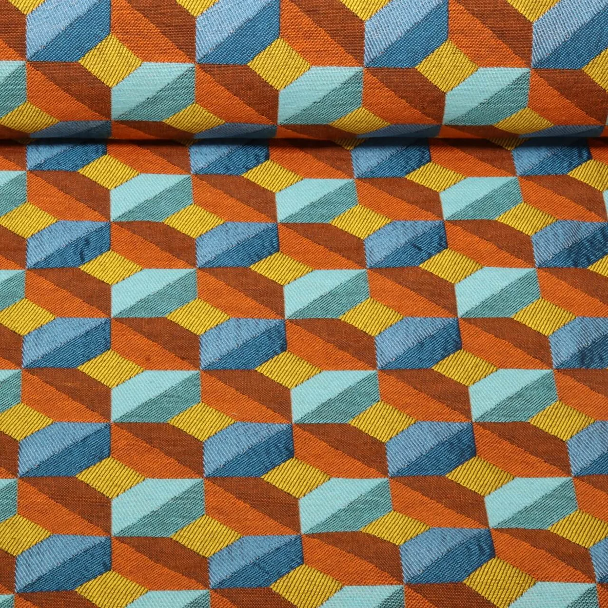 Jacquard Canvas Geo Blau Orange