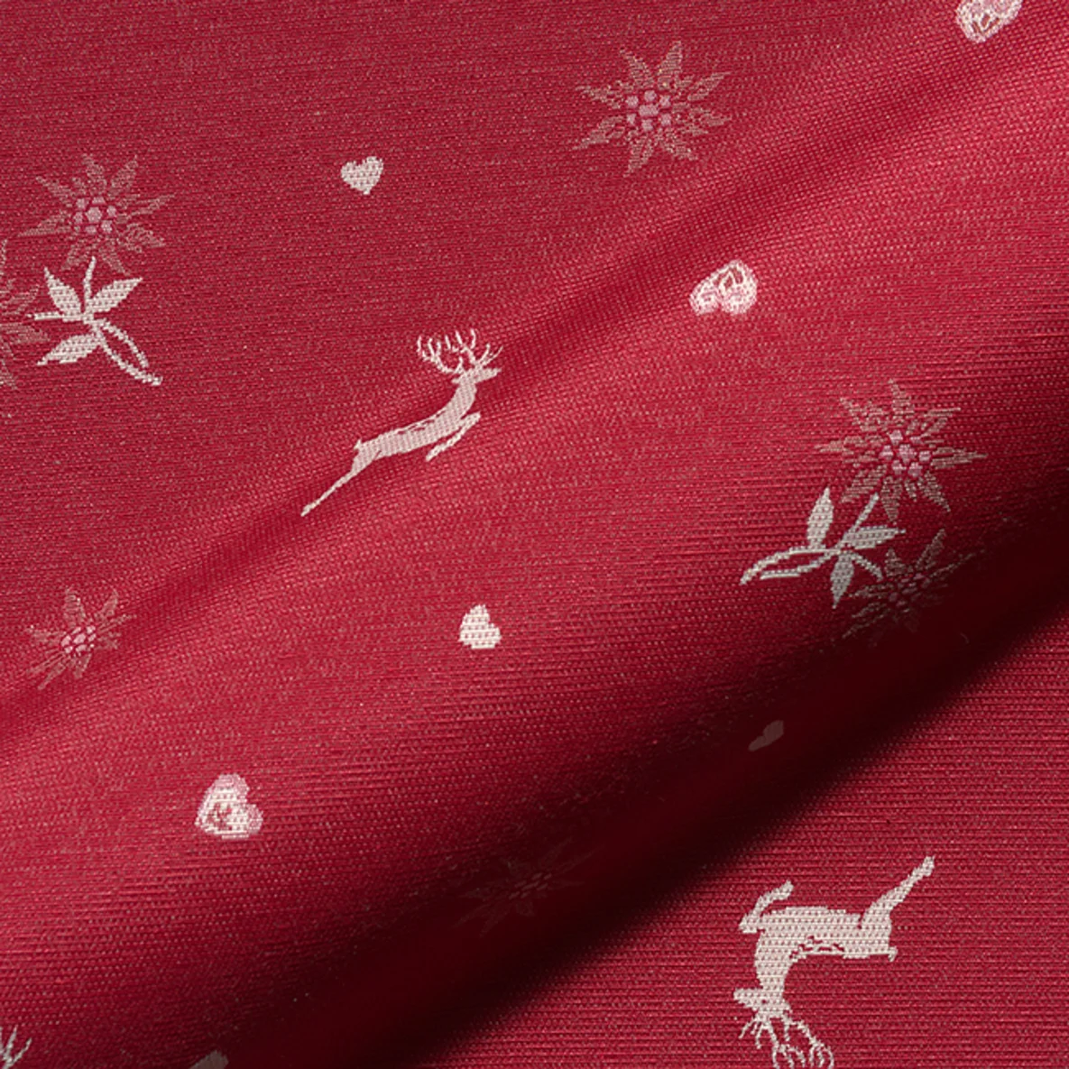 Jacquard Canvas - Landhaus Doubleface Hirsche Rot Beige