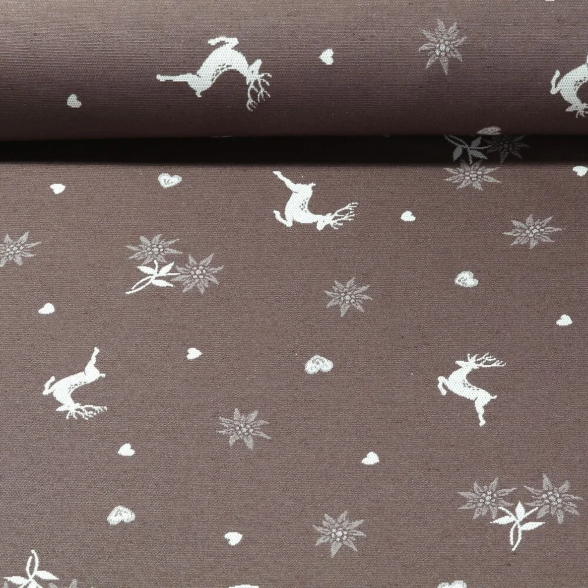 Jacquard Canvas - Landhaus Doubleface Hirsche Taupe Beige