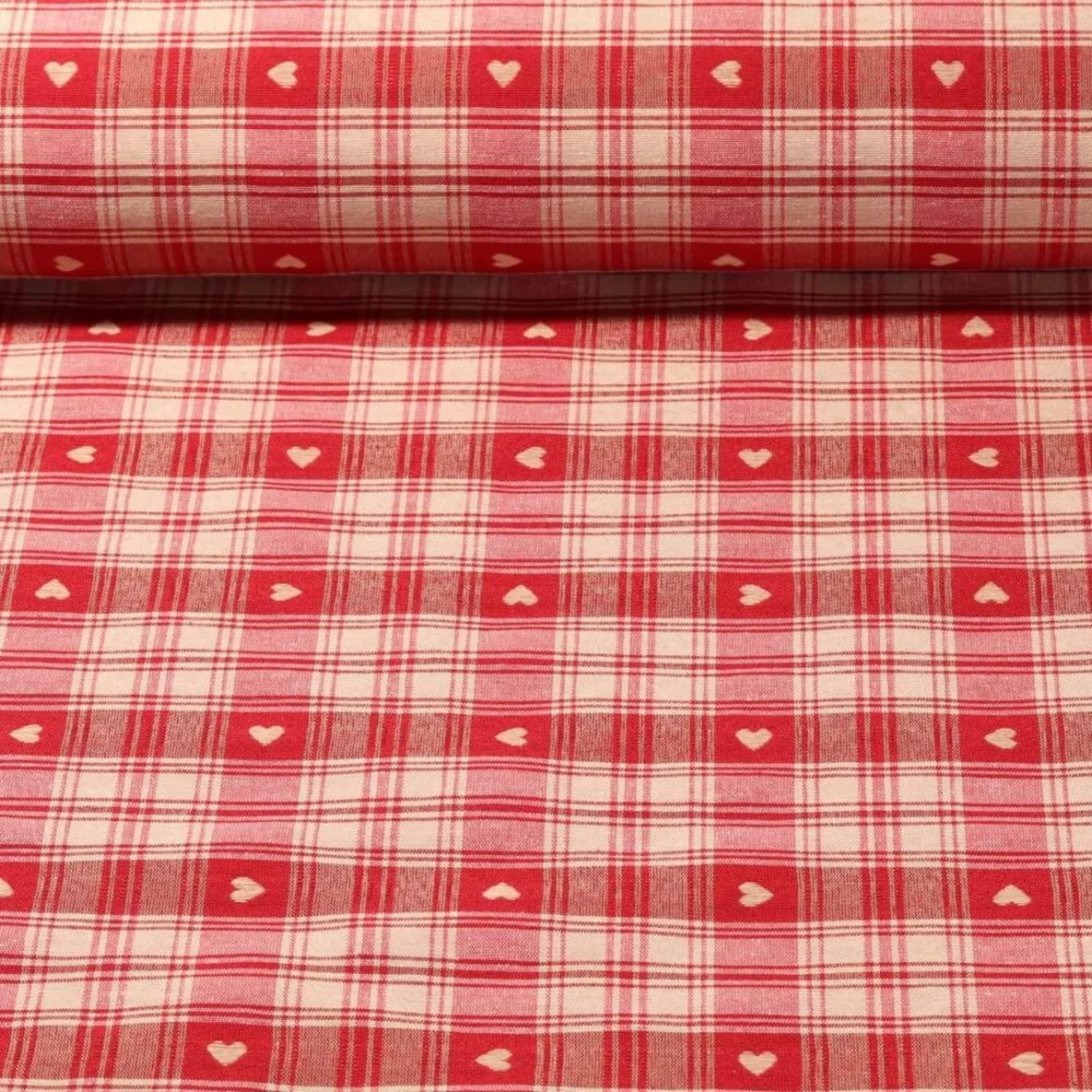 Jacquard Canvas - Landhaus Herzen Rot