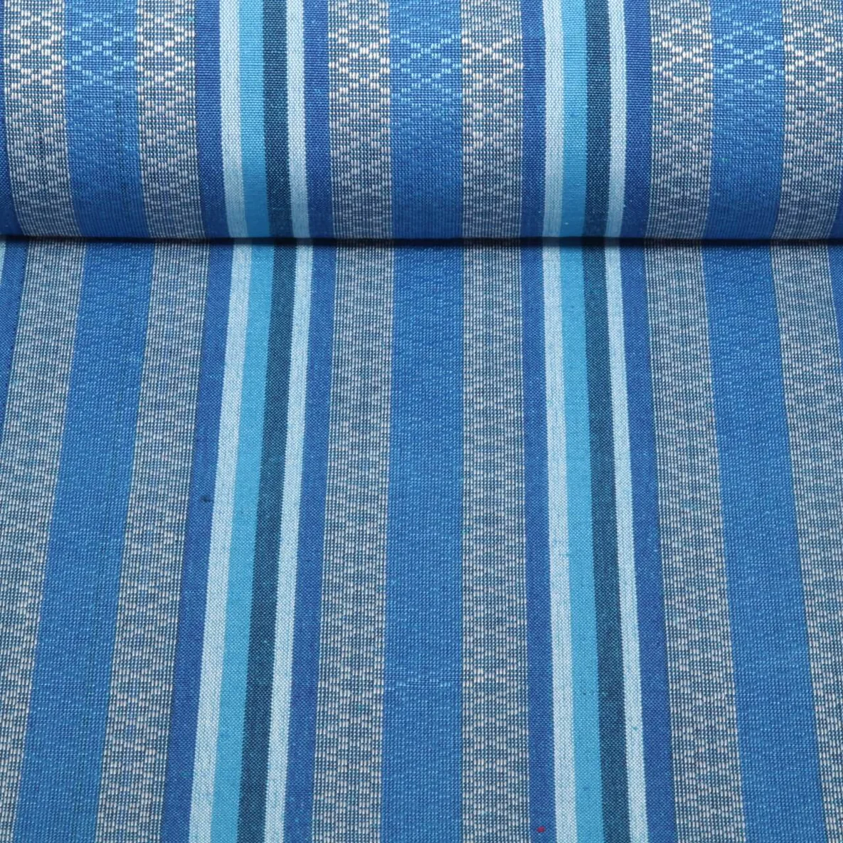 Jacquard Canvas - Mexiko Streifen Mix Blau Hellblau