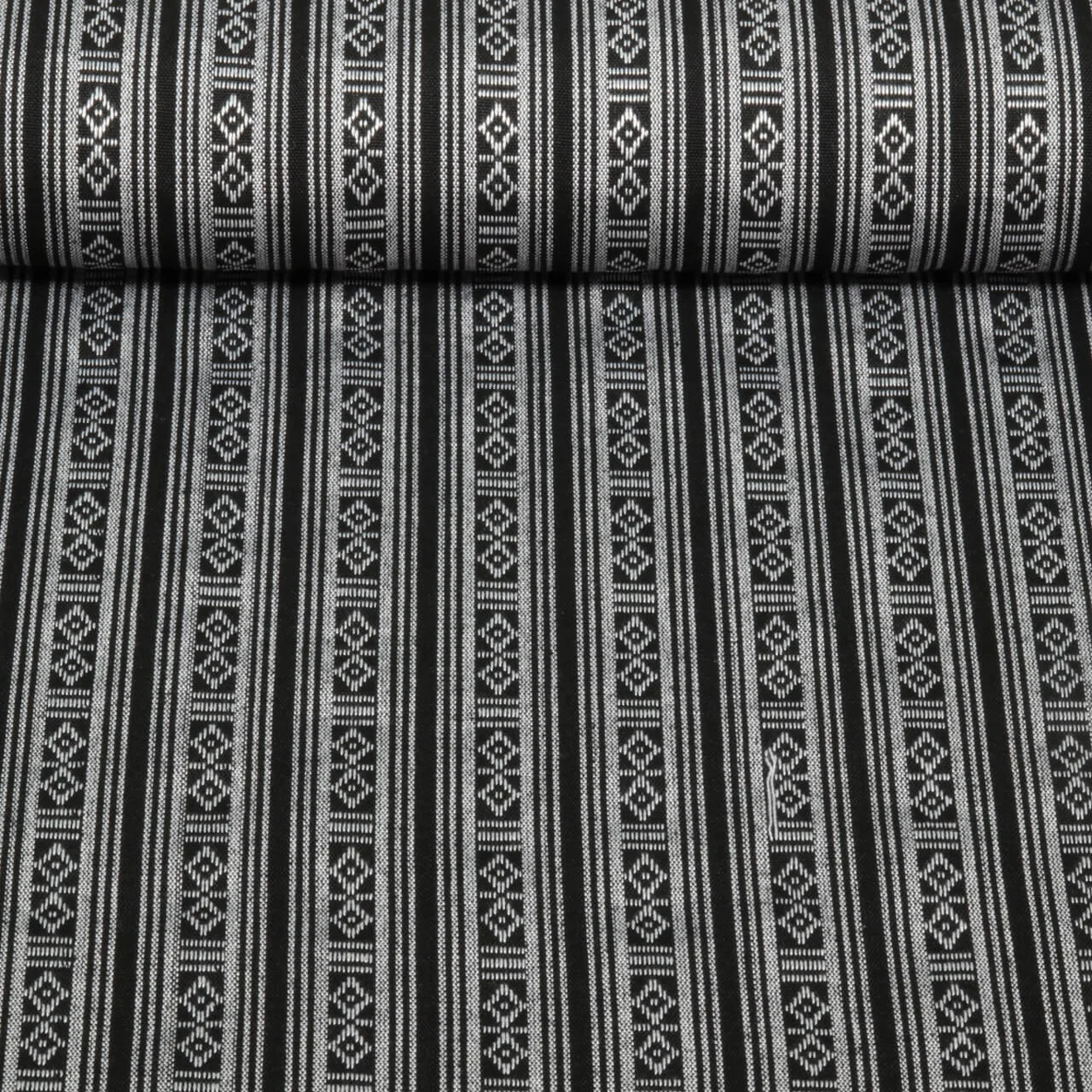 Jacquard Canvas - Mexiko Streifen Mix Schwarz Grau