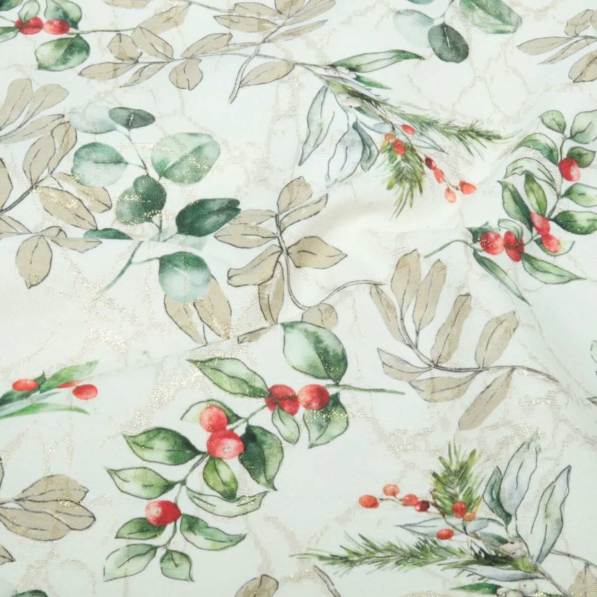 Jacquard-Canvas Mistelzweige Ecru Gold