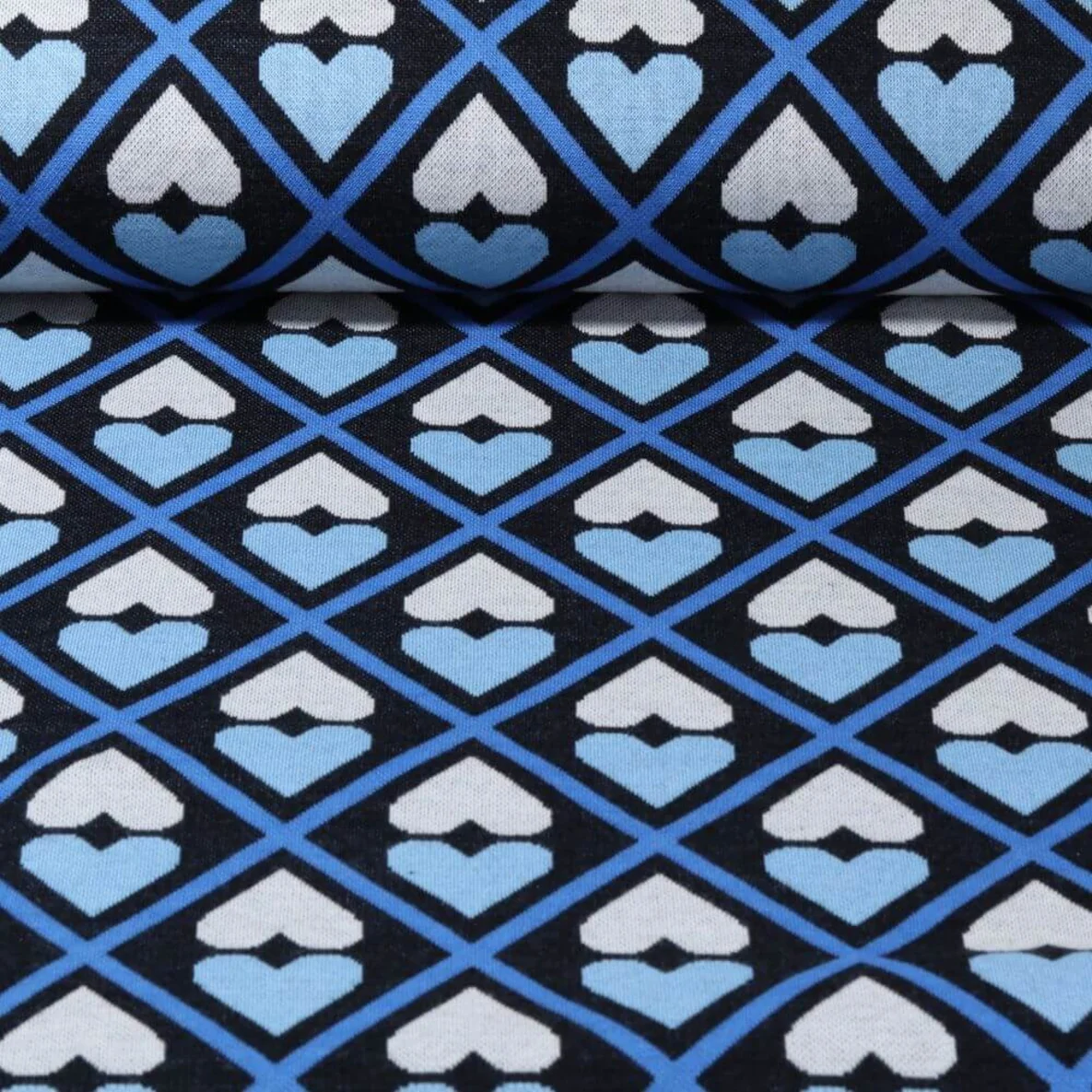 Jacquard Jersey "ASS" Schwarz Blau