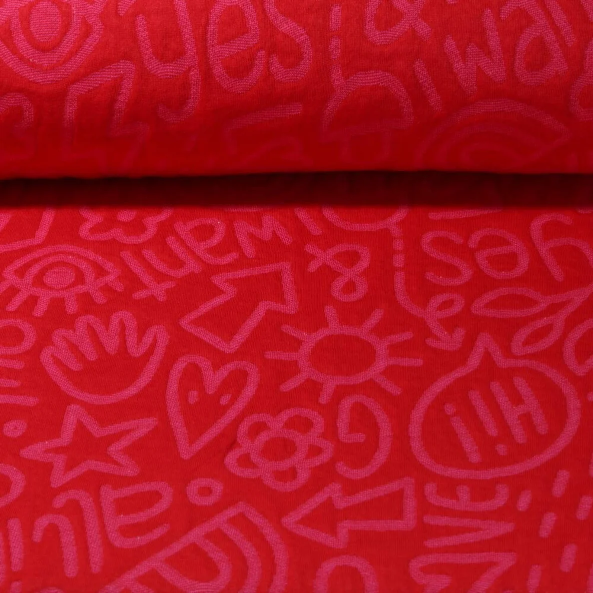 Jacquard Jersey "All I Want Stepper" Rot