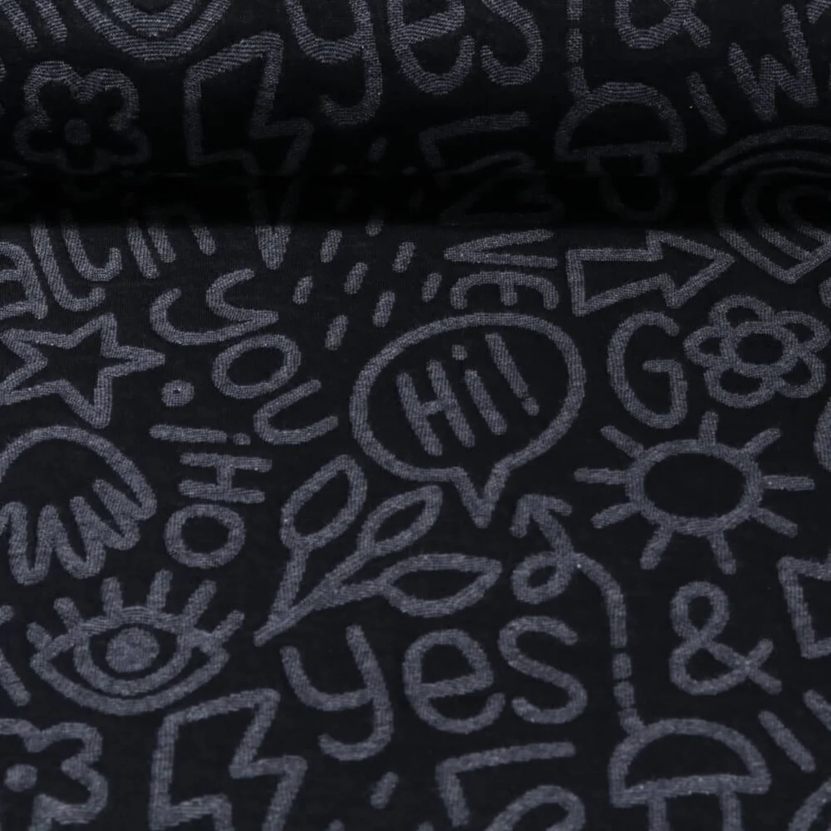 Jacquard Jersey "All I Want Stepper" Schwarz