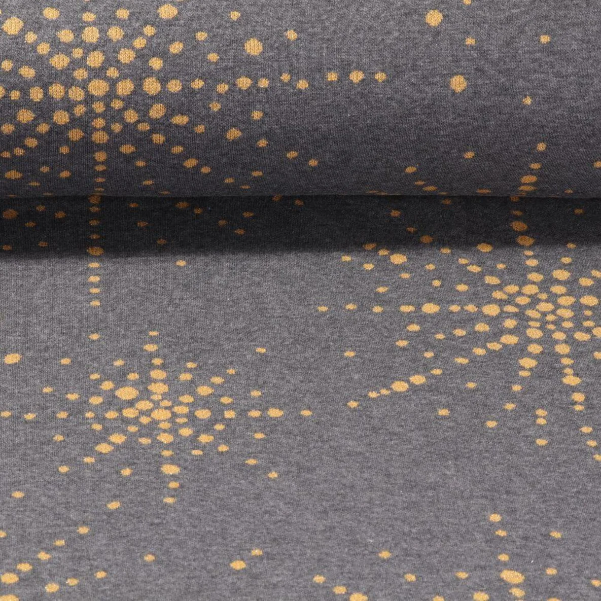Jacquard Jersey "Boom" Grau Gold