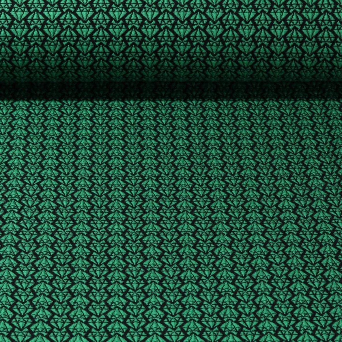 Jacquard Jersey "Diamonds Knit" Grün