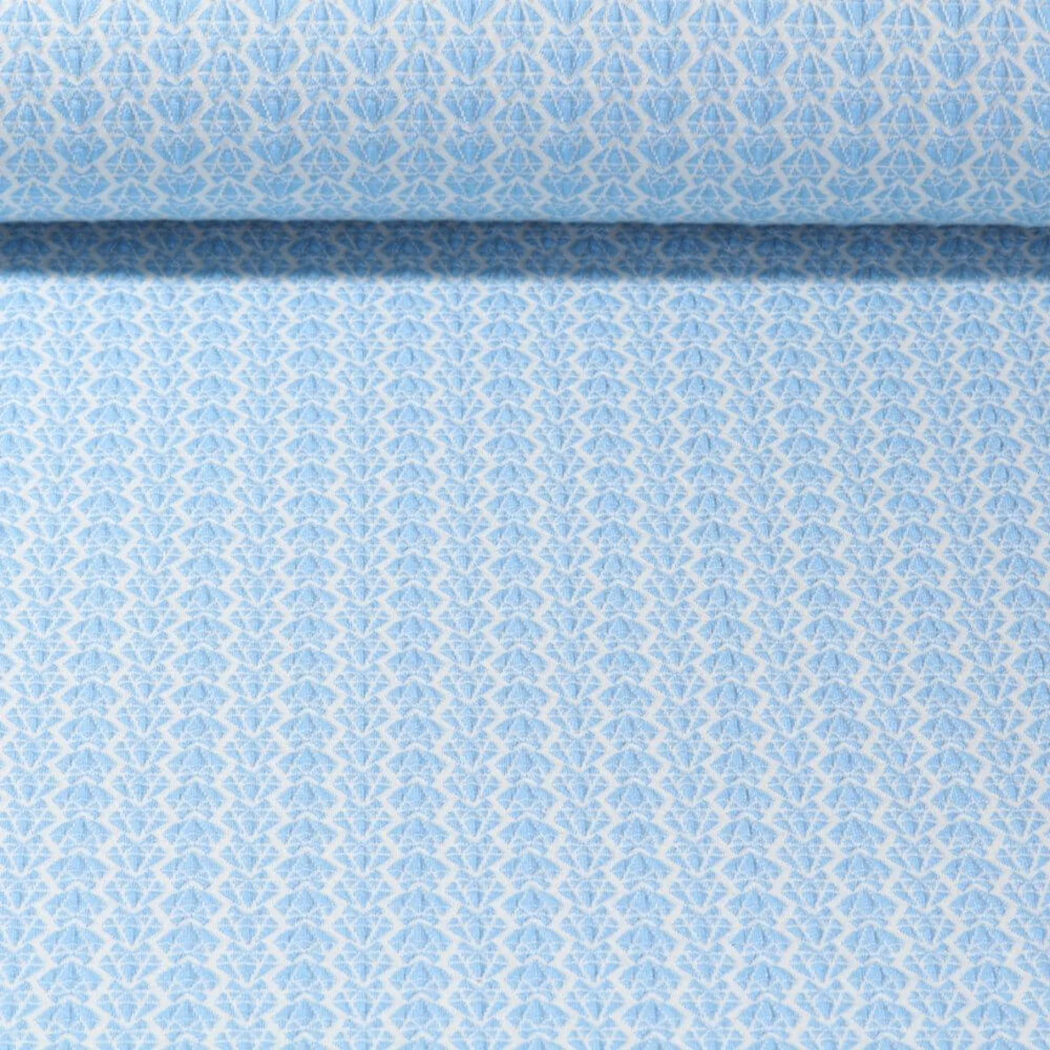 Jacquard Jersey "Diamonds Knit" Hellblau