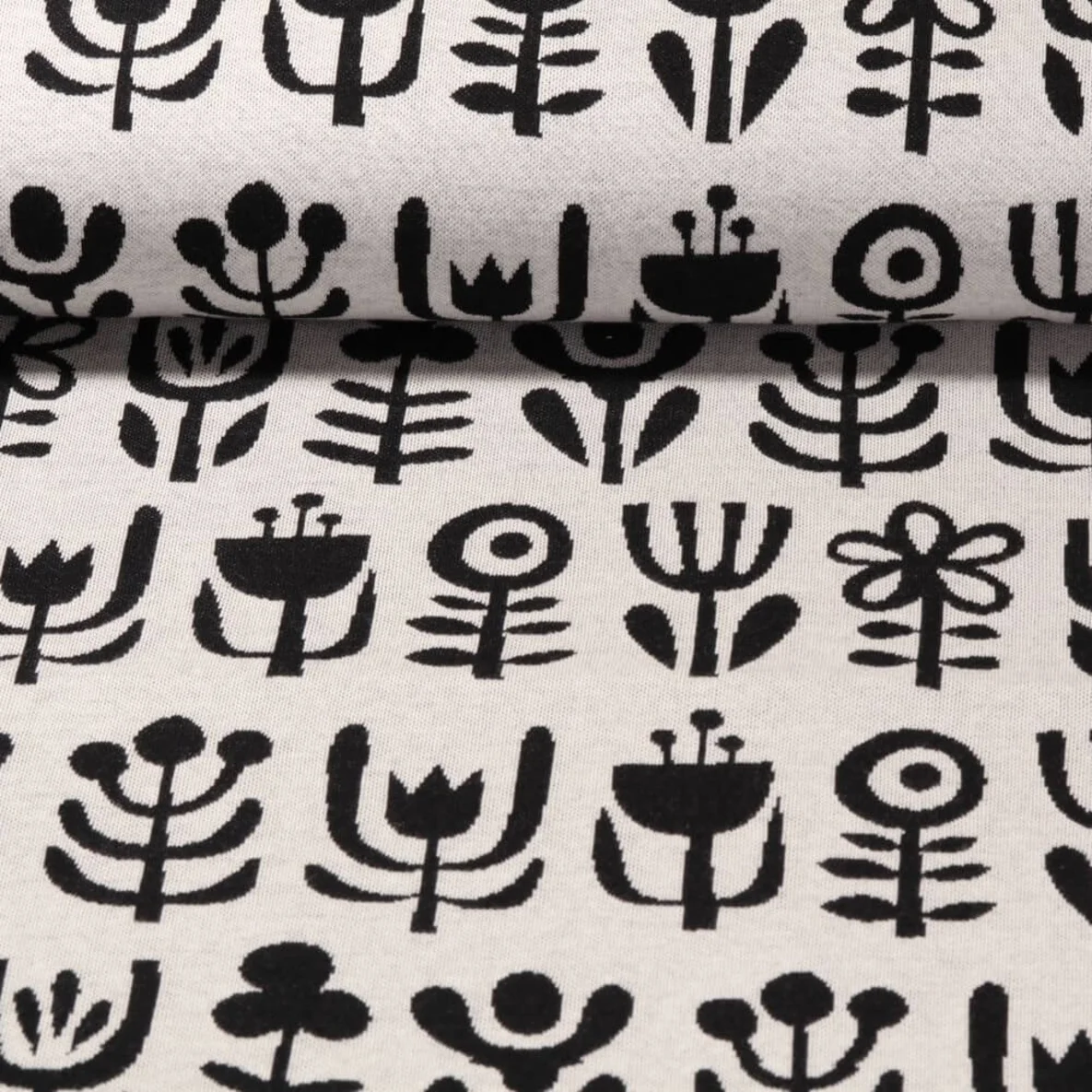 Jacquard Jersey "Diversity" Ecru Schwarz