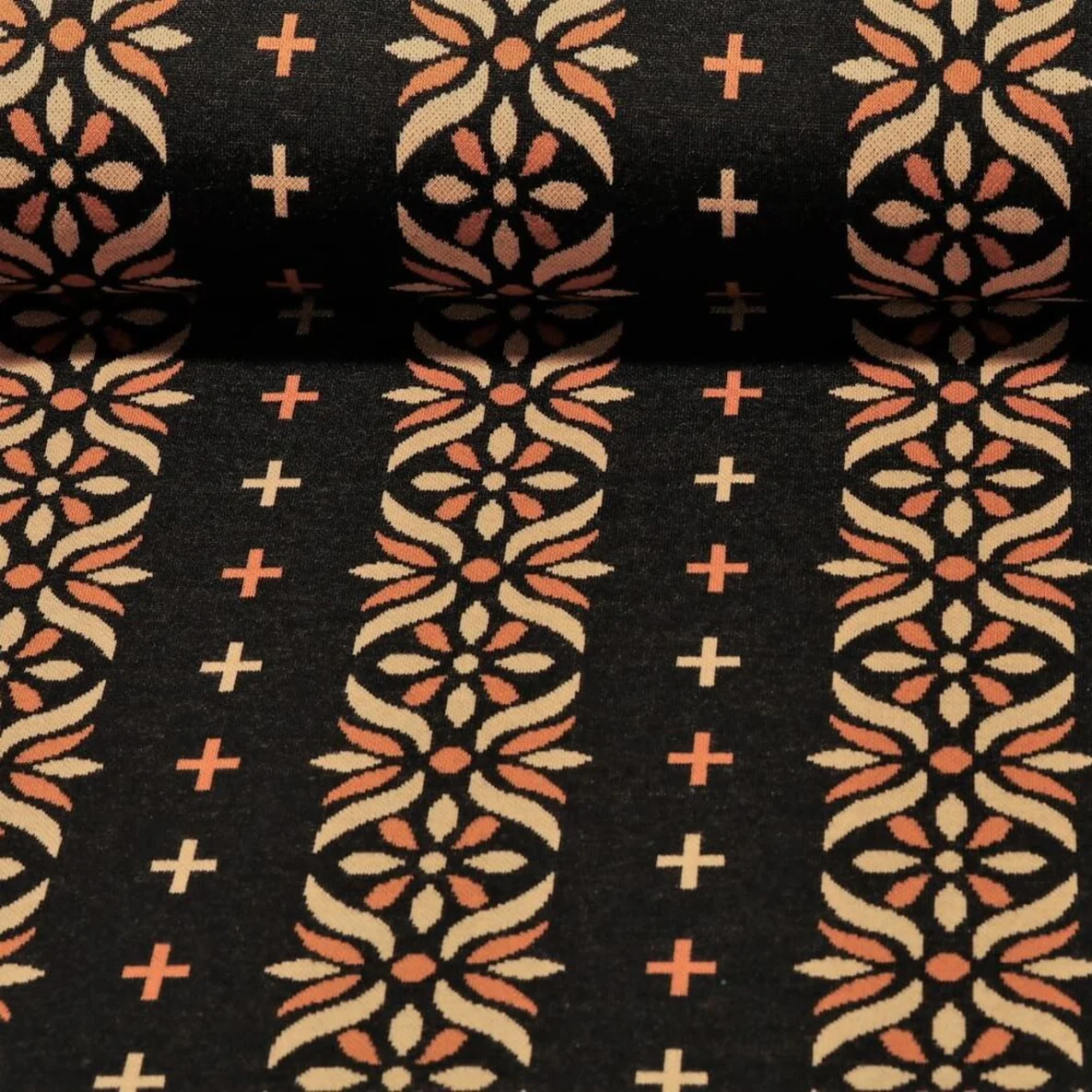 Jacquard Jersey "Flourish" Schwarz
