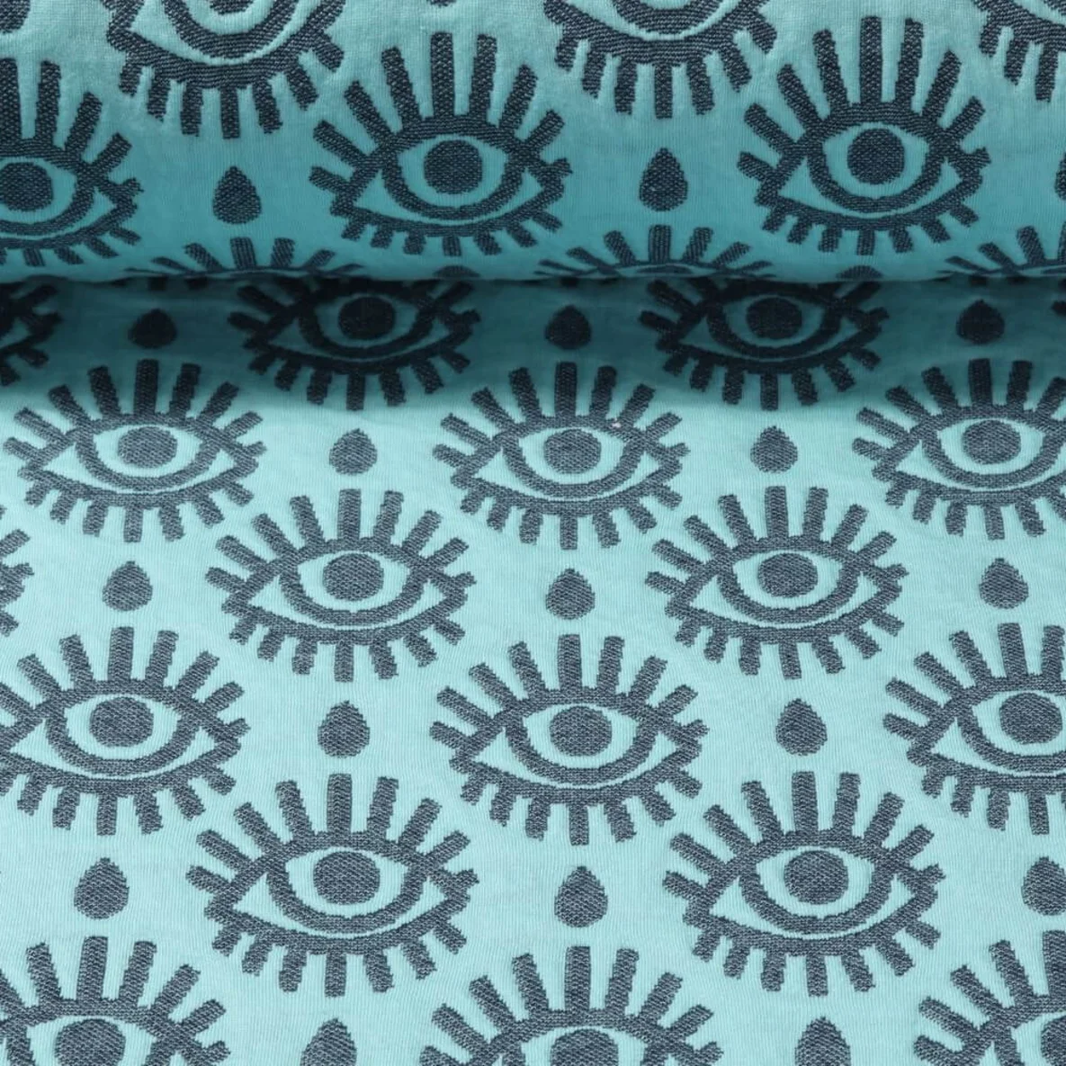 Jacquard Jersey "Look Stepper" Türkis
