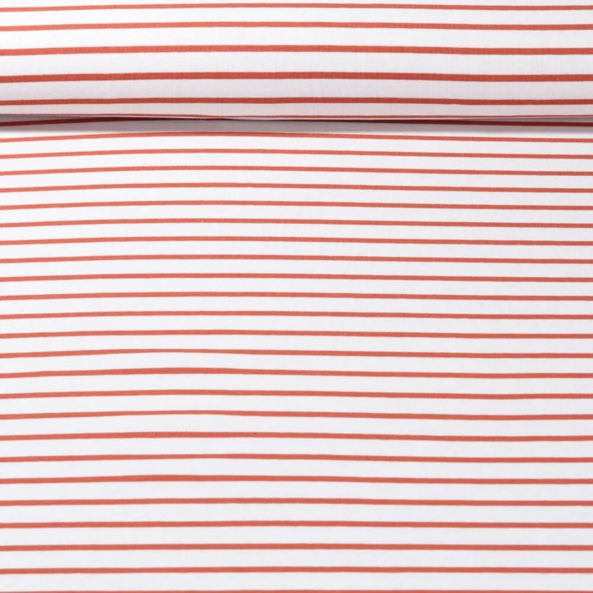 Jacquard Jersey Maxi Streifen Ecru Ziegelrot