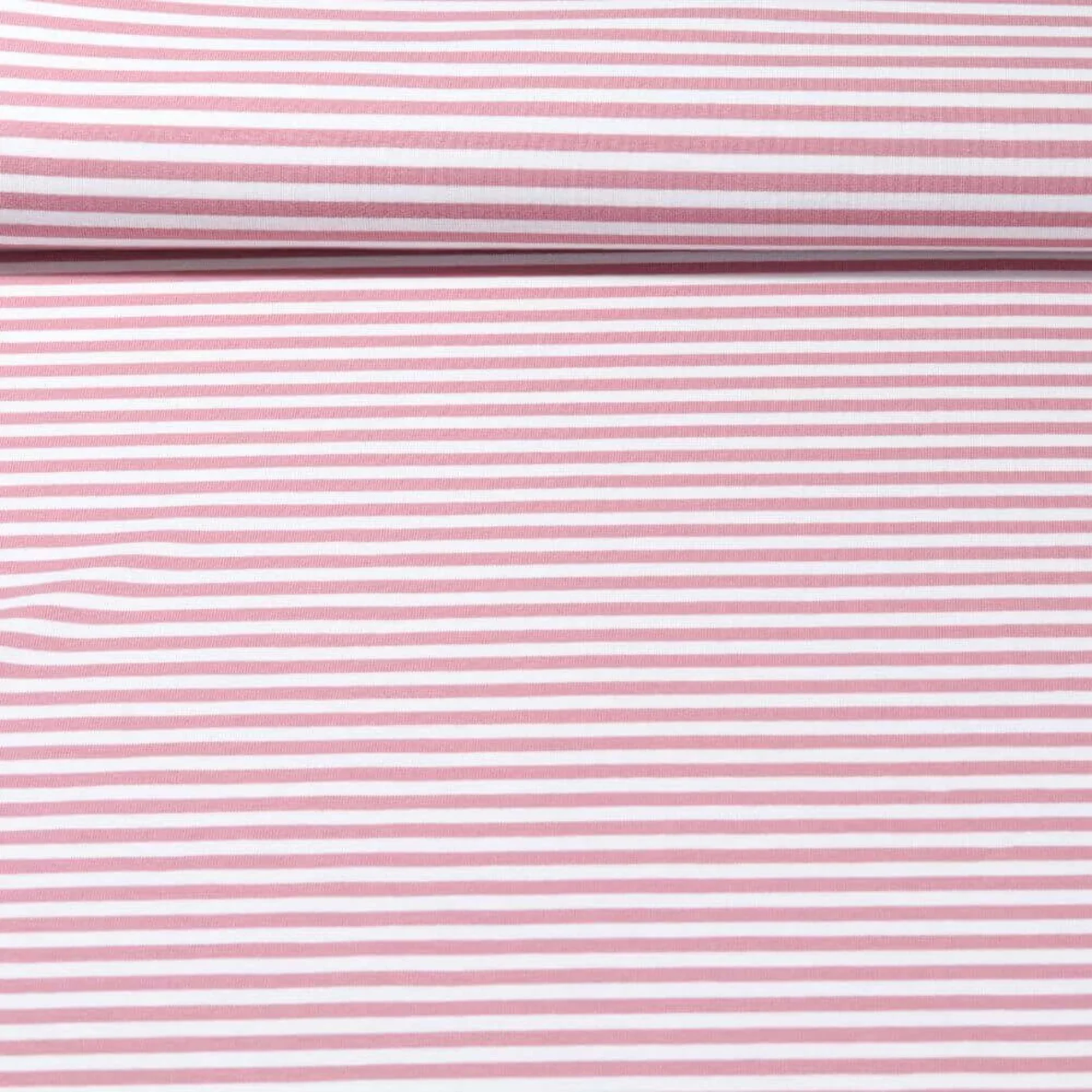 Jacquard Jersey Streifen Midi Ecru Altrosa