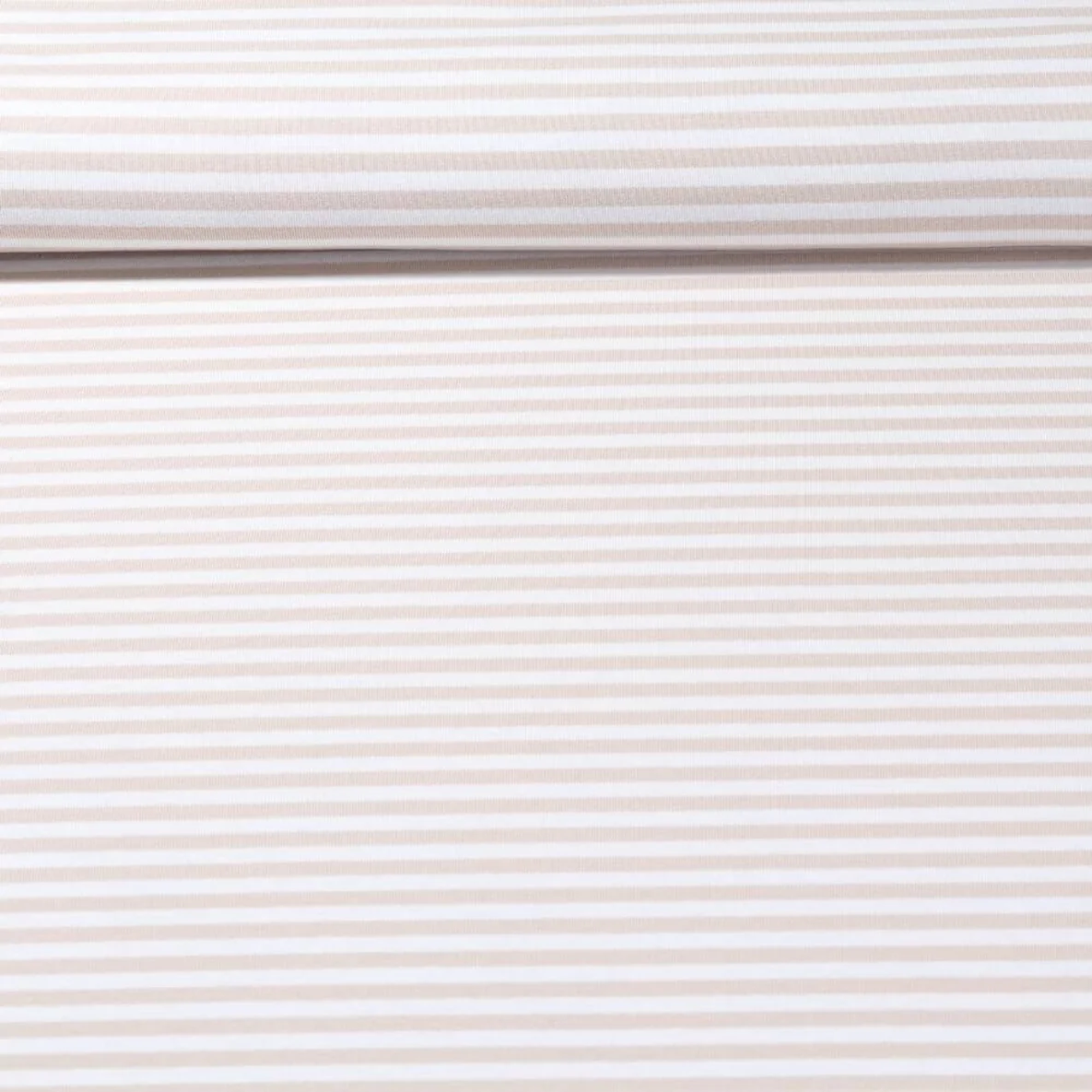 Jacquard Jersey Streifen Midi Ecru Beige