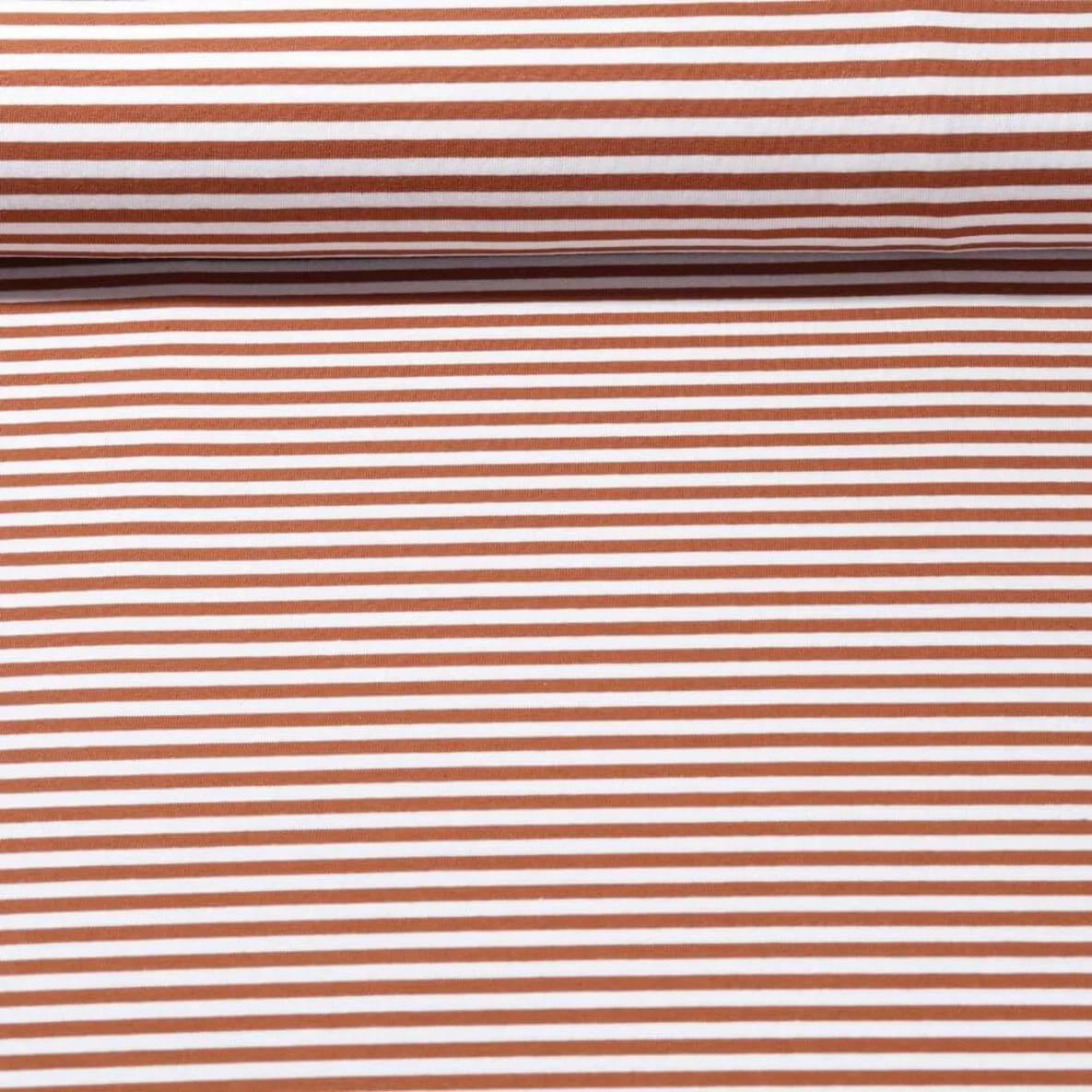 Jacquard Jersey Streifen Midi Ecru Bronze