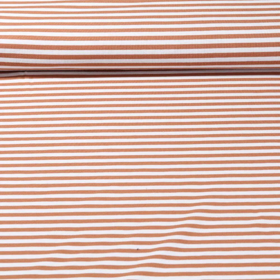 Jacquard Jersey Streifen Midi Ecru Hellbraun