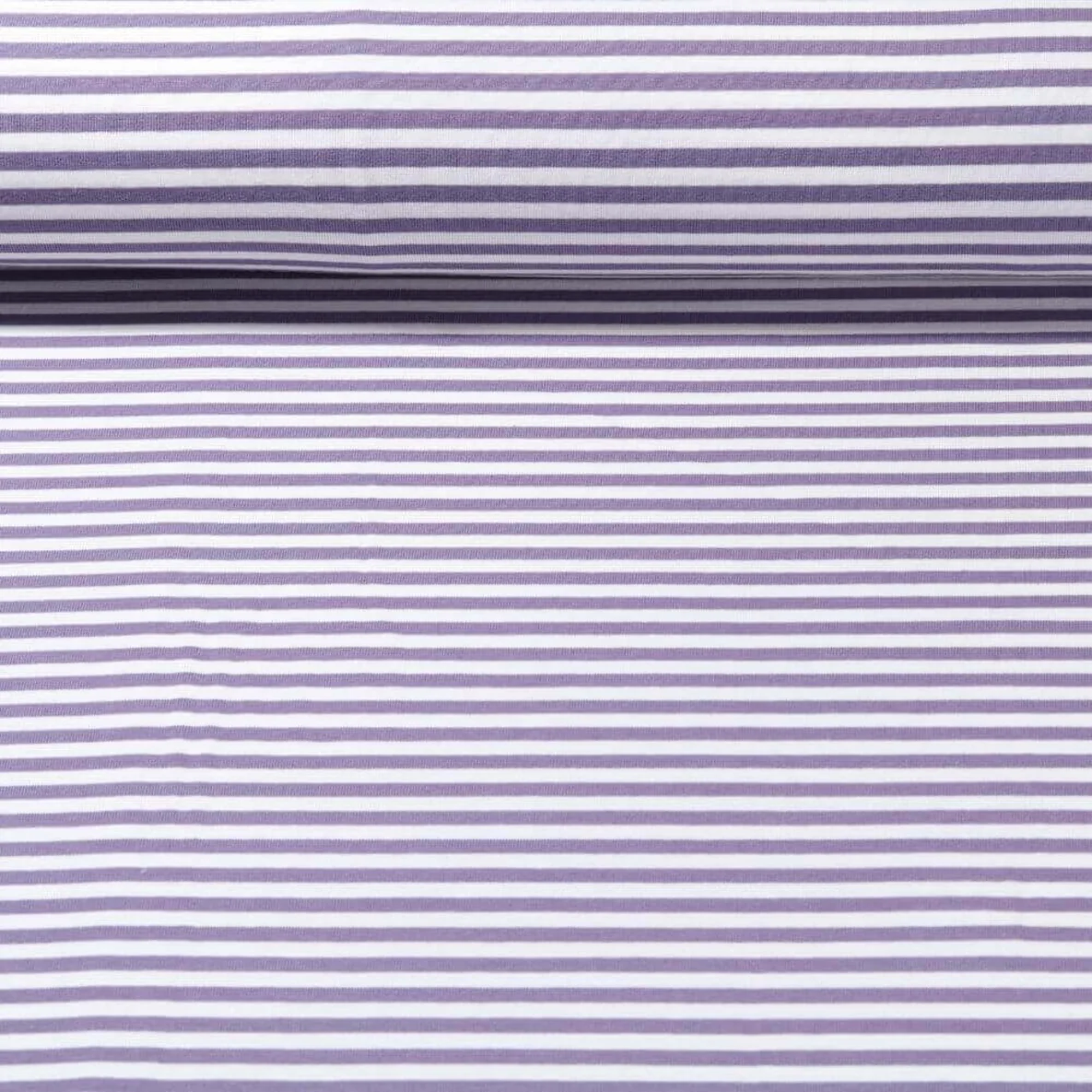 Jacquard Jersey Streifen Midi Ecru Lavendel